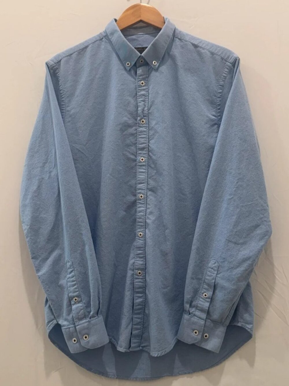 Men's Light Blue Slim Fit Oxford Button-Up Shirt XL